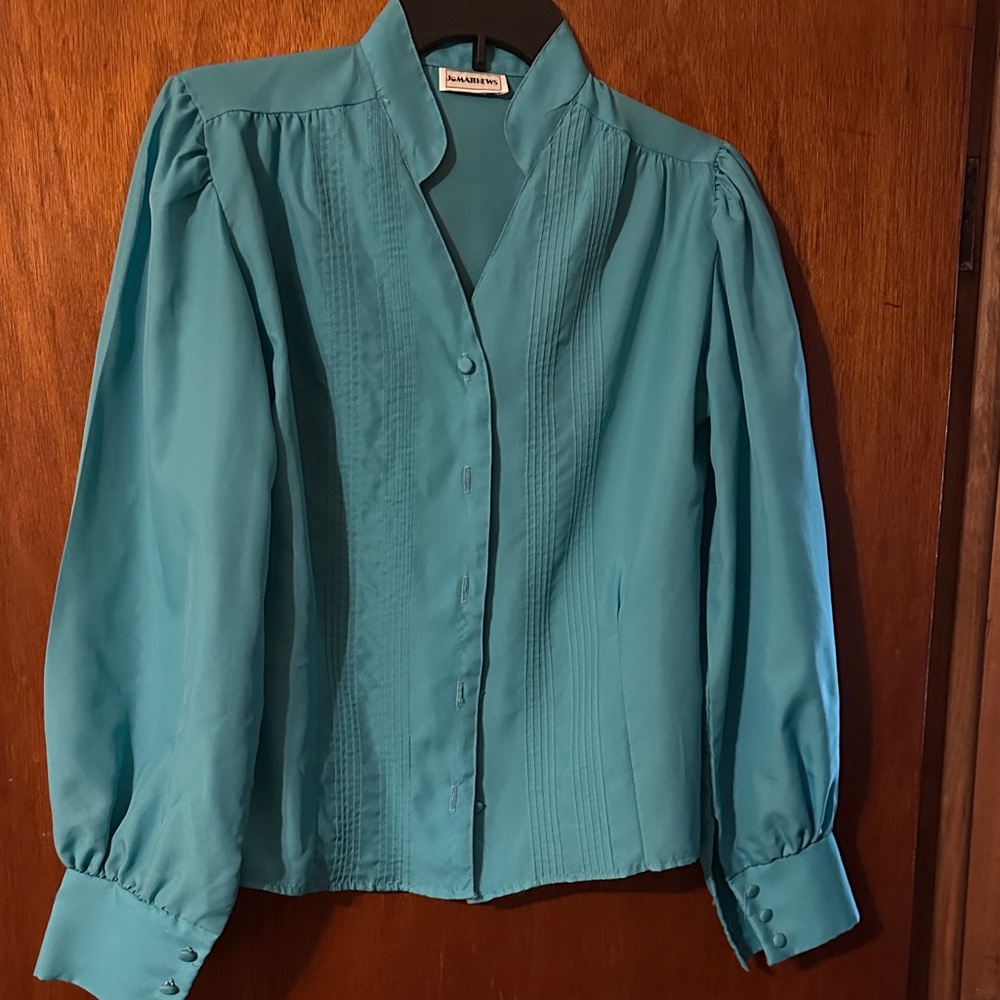 Chic Teal Button-Up Blouse